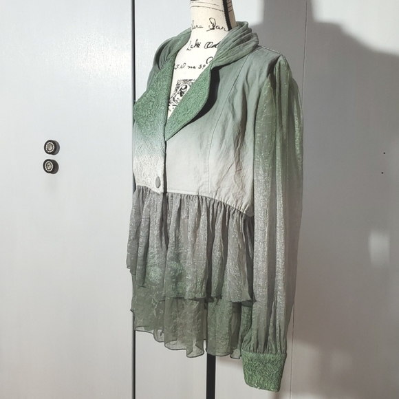 Vandana- Women's Flowy fairy grunge Boho Earthy Ombre Gray Green Sz.Large - Picture 2 of 13